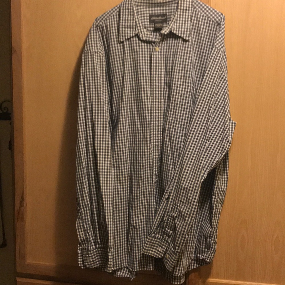 Eddie Bauer XXXL TALL Blue & White Shirt